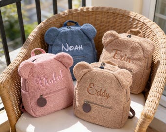 Personalisierter Teddybär Rucksack | Individuell bestickter Rucksack | Teddy Rucksack für Kinder |Zurück zur Schule | Geschenk für Mädchen & Jungen