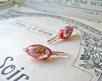 Women in Art / Dreams in Gold earrings in red