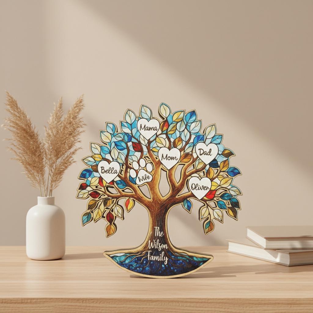 Custom Family Tree of Life Wooden Plaque, Personalized Heart Name Sign ...