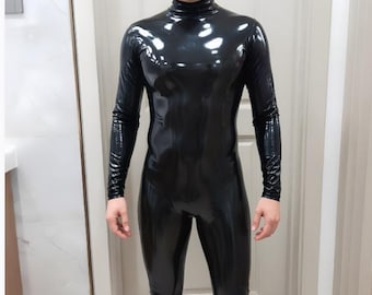 Latex jumpsuit kattenpakje met rits aan de achterkant en in het kruis, aanpasbare kleur en maat