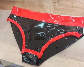 Handmade Women's Latex Short Panties Back Pierced Fit Cosplay Costume