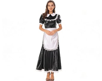 Maid cosplay custom costume Halloween party club maid dress with apron