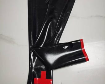Handmade black and red paired with fingerless latex gloves, sexy designcustomizable color andsize
