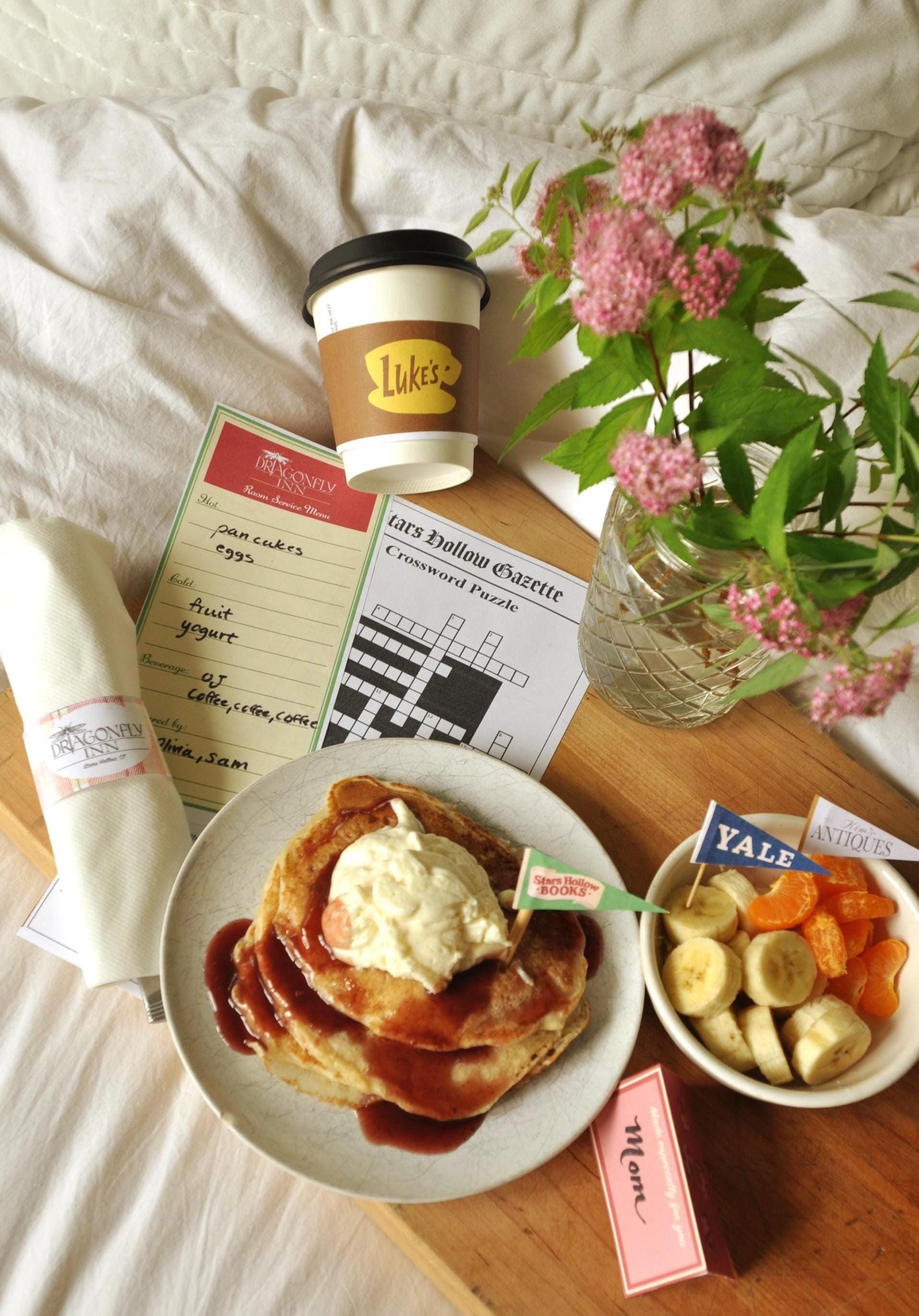 Gilmore Girls Dragonfly Inn Room Service Breakfast in Bed Printable, Mother's Day Breakfast Printable, Birthday Download Printable PDF