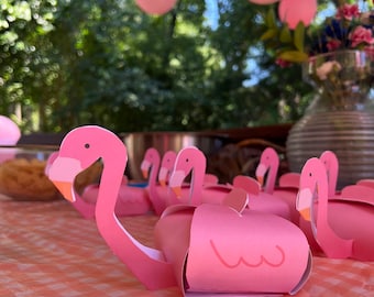 Boîte cadeau imprimable Flamant rose pour la Saint-Valentin, boîte cadeau et décoration de gâteau (téléchargement PDF)