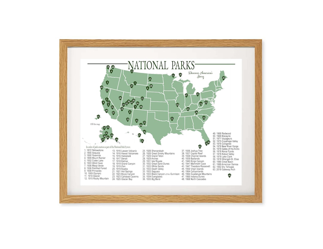 USA National Parks Map: All 63 Parks Checklist (PDF) - Etsy Canada