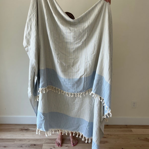 Extra Large Beach Blanket, Turkish Towel, Powder Blue Turkish Throw, Light Blue Throw Blanket, Pool Blanket, Picnic Blanket