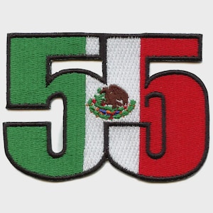 55 Mexican Area Code Patch, Country Flag Embroidered Patch, Iron On Sew On Badge, Travel Souvenir Patch