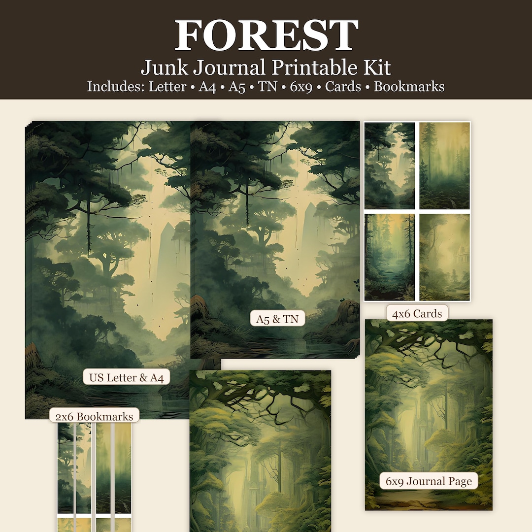Enchanted Forest Junk Journal Printable Kit, Fantasy Ephemera Pages ...