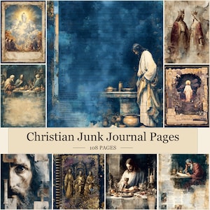 Vintage Biblical Junk Journal Pages, Dark Christian Printable Kit, Jesus Christ Devotional Ephemera, Sacred Scripture Scrapbook Papers