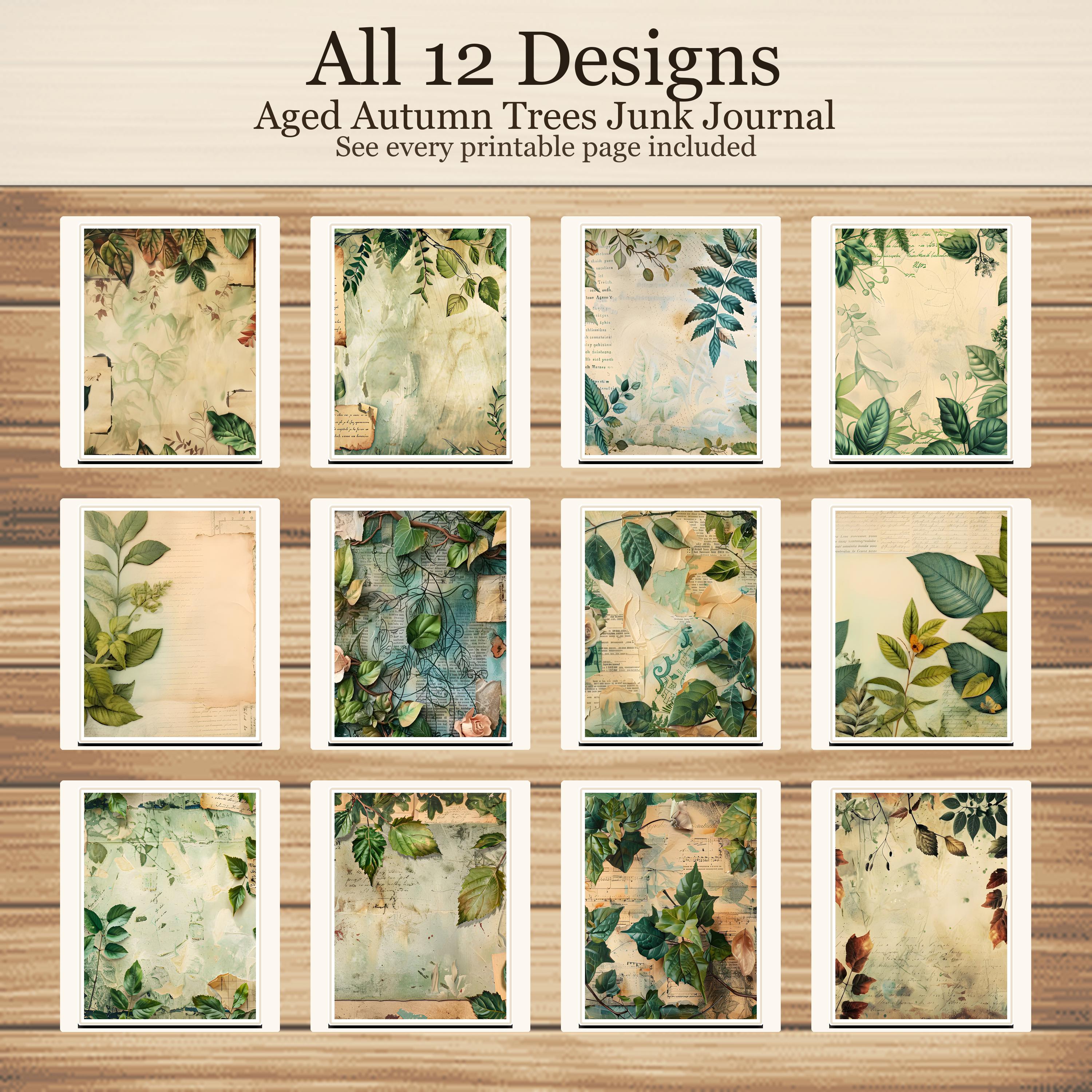 Green Leaf Junk Journal Kit | Printable Botanical Journal Pages ...