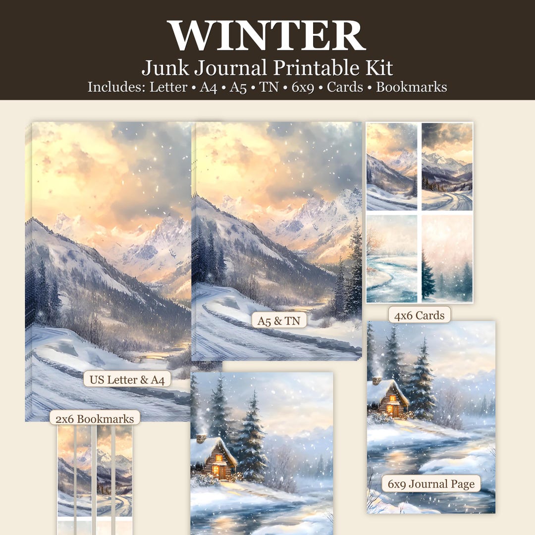 Winter Junk Journal Printable Kit | Cozy Vintage Journal Pages ...