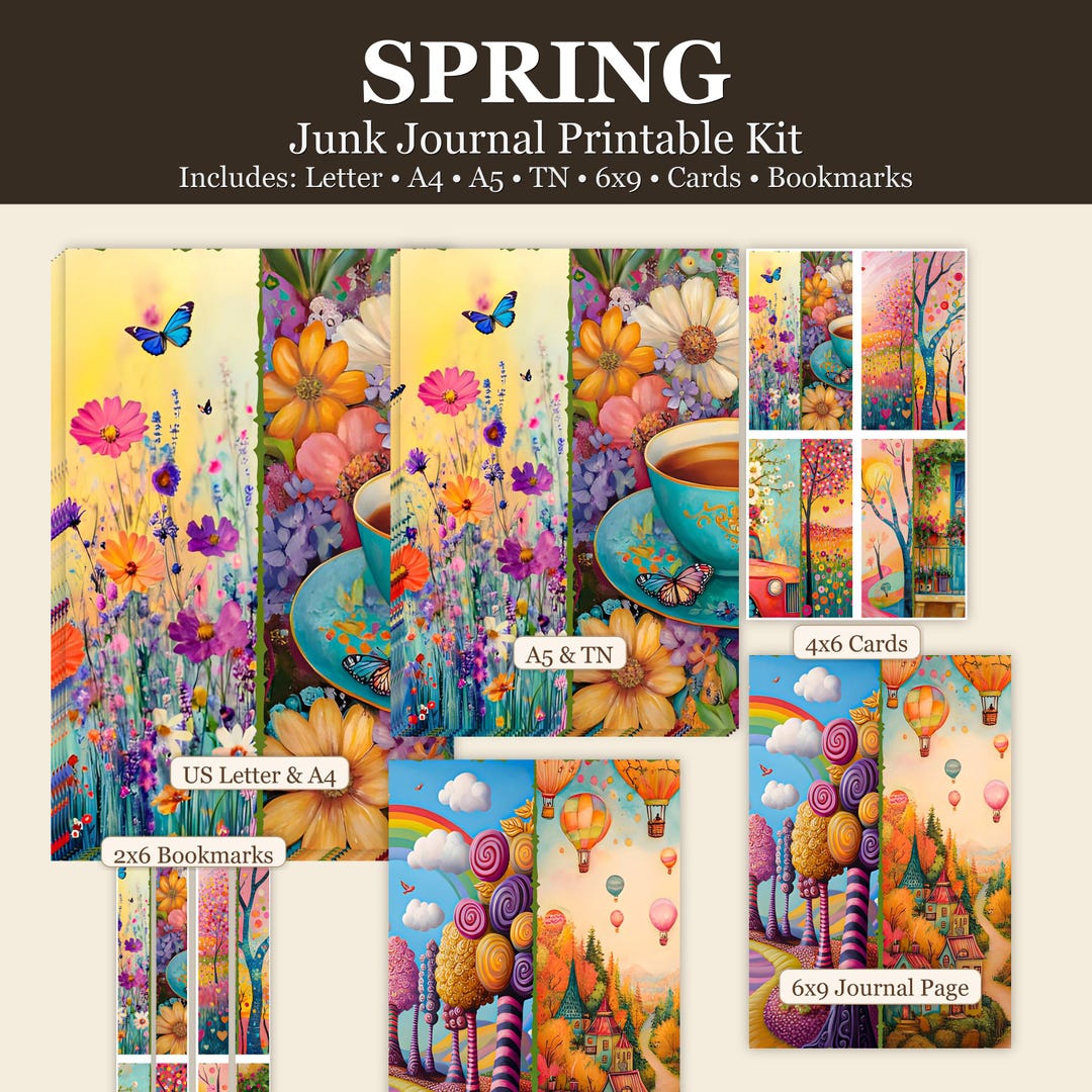 Spring Junk Journal Kit Printable | Vintage Style Ephemera Pack ...