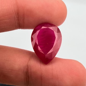 Lab Created Ruby Pear Cut Gemstone – Vivid Deep Red July Birthstone for Jewelry Making