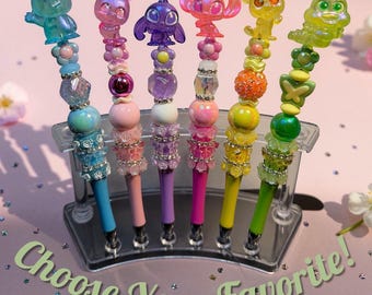 Spring Disney Doorables Beaded Pen | Easter Basket | Gift | Pick Your Fave | Handmade | Stitch | Heimlich | Pooh | Sulley | Angel | Tigger