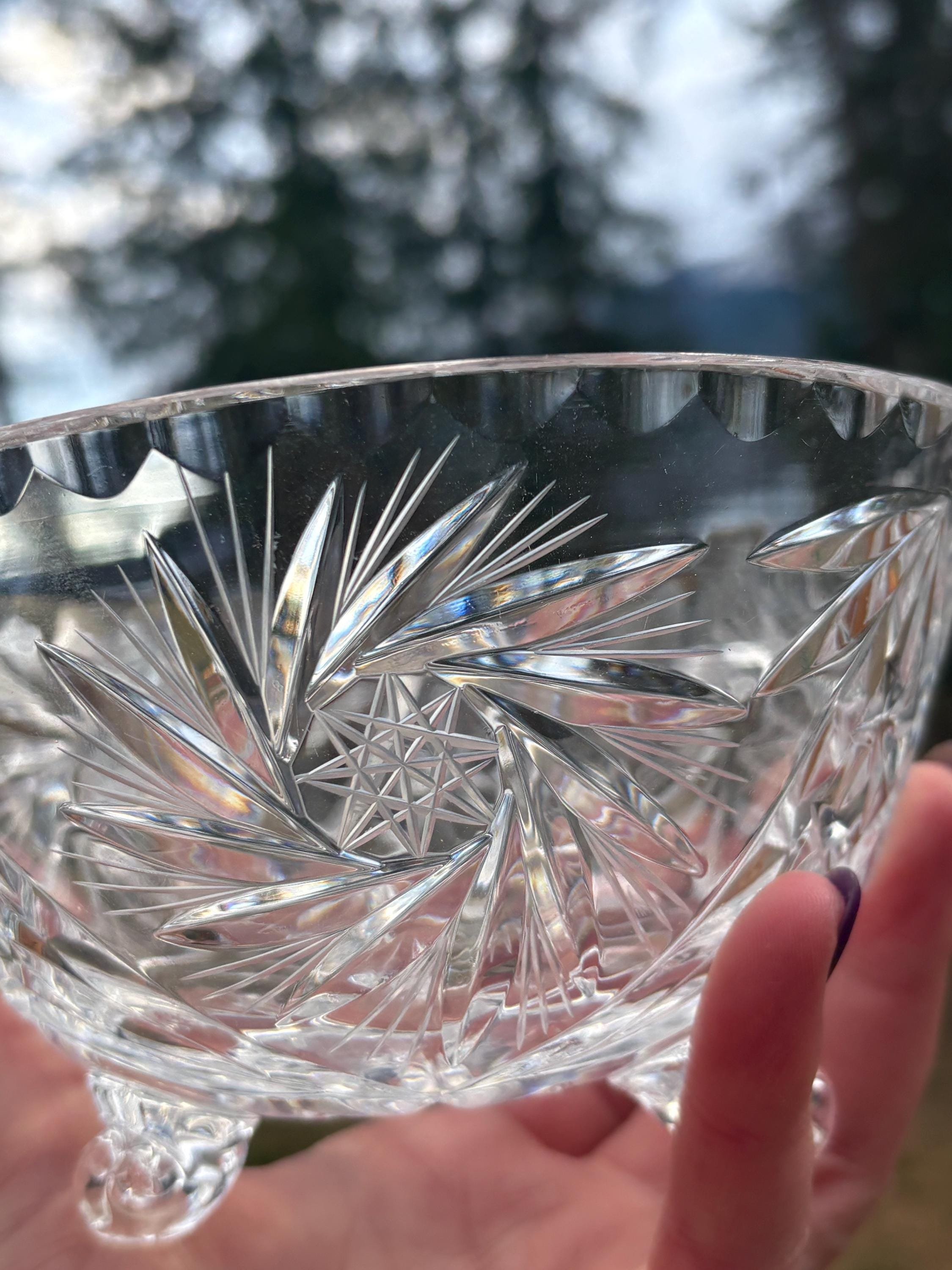 Pinwheel Crystal 3 Leg Bowl - Etsy Canada