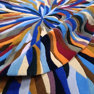 Handmade ROUND Rug: Colorful Abstract Spiral, Modern Boho Decor livingrug
