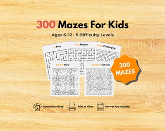 Printable mazes for kids 300 maze puzzle book maze activity pages kids brain games printable puzzle book homeschool worksheets