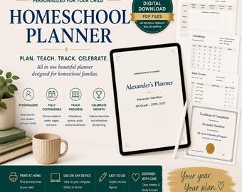 Planificador semanal personalizado para la educación en casa en formato PDF imprimible. Planificador de lecciones para niños.