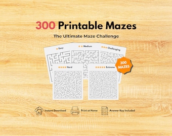 Printable mazes for kids 300 maze puzzle book maze activity pages kids brain games printable puzzle book homeschool worksheets