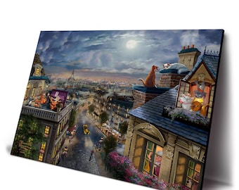 The Aristocats - Love Under the Moon Movies Poster Canvas Print For Home Decor Wall Art