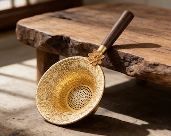 Colador de té metálico con forma de loto y koi, mango de madera de nogal, juego de jarra Chahai de vidrio borosilicato