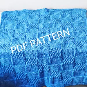 Patrón de tejido para manta de bebé en PDF – Azul, 50x65cm, Patrón de tejido fácil, Descarga instantánea