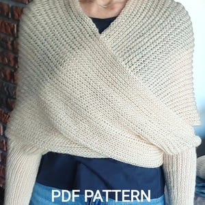 Knitting Pattern Shawl with Sleeves PDF, Easy Knit Shrug Pattern, Beginner Friendly Wrap, Cozy Bolero, Instant Download