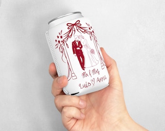 Personalized Wedding Guest Book Alternative, Unique Wedding Mr & Mrs Couple Can Cooler Sleeve, Personalized Names