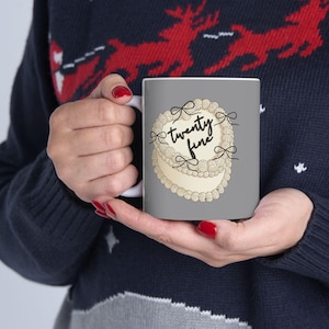 Cake Mug: Twenty fineFoodie Gift, twenty fine script pearl wreath Mug | ceramic coffee tea cup