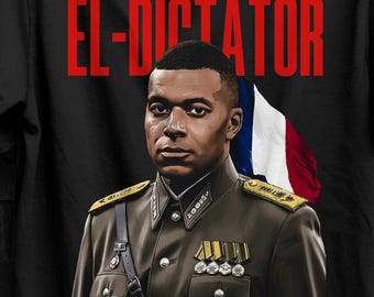 T-shirt contrefait Kylian Mbappé « Le Dictateur », T-shirt graphique rétro années 90, T-shirt humoristique à message pour les amis, cadeau parodique pour homme