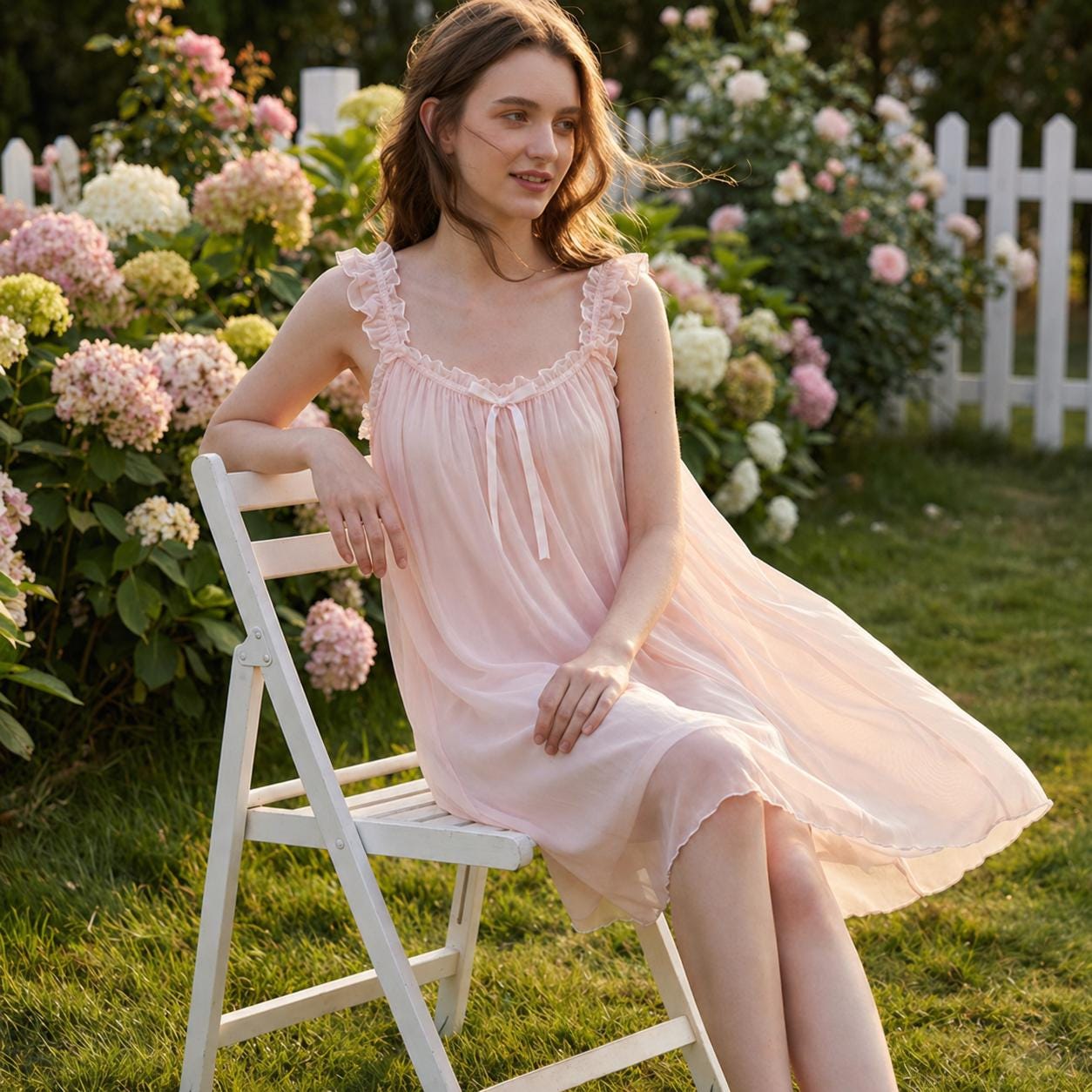 knee length dresses for ladies Eva Pink Sheer Tie Back Mini Dress main image 1
