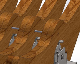 Parametric Kinetic Wave Bench Mechanism SolidWorks Files, Parametric Sliced Wood CAD (Digital Download)