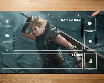 Cloud Commander Playmat | MTG EDH Zone Layout | Fantasy Soldier TCG Gaming Mat