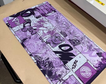 Doflamingo Manga Collage Playmat – Purple Anime TCG Card Game Mat with Zones
