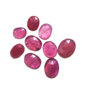 Natural Ruby Cabochon Lot, Red Ruby Loose Gemstones, Faceted Ruby Cab Mix, Oval Shape Ruby Stones for Jewelry Making, Wholesale Gem Lot