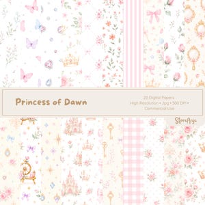 Enchanted Rose Digital Papers • Royal Watercolor Backgrounds • 20 PNG Files