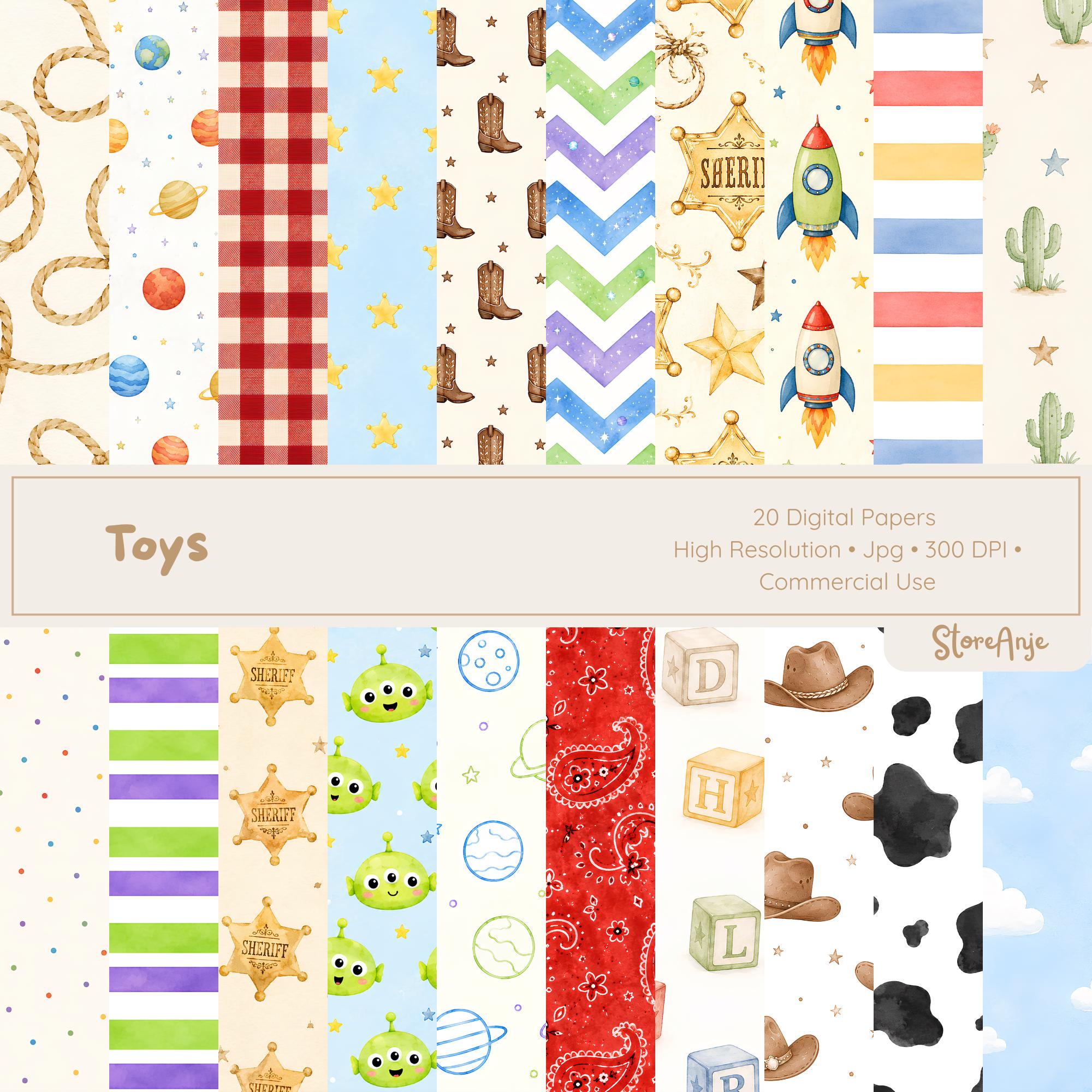 Toy Magazine Background Toy Store Digital Papers • Vintage Toy Backgrounds • Watercolor ...