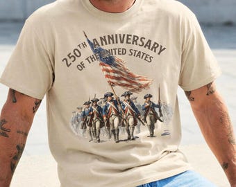 America 250th Anniversary Revolutionary War Soldiers Shirt, Comfort Colors Vintage USA, Anniversary America Patriotic Fourth of July Shirt