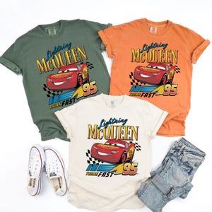 Lightning McQueen Shirt, Vintage Cars Tee, Retro Racing Graphic Shirt, Disney Pixar Cars 95, Think Fast Shirt, Trendy Oversized Tee image 3