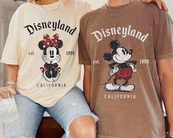 Disneyland Retro Minnie Mickey Mouse Couple Matching Shirt, Disneyland Est. 1955 California Family Trip Tee, Disney Husband Wife Vacation