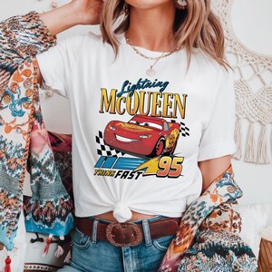 Lightning McQueen Shirt, Vintage Cars Tee, Retro Racing Graphic Shirt, Disney Pixar Cars 95, Think Fast Shirt, Trendy Oversized Tee image 18