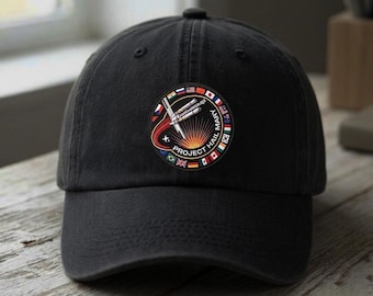 Gorra trucker con parche bordado del Proyecto Ave María, gorra de ciencia ficción y fantasía para amantes de los libros, regalo para amantes de los libros, gorra bicolor Planet, regalo para novio