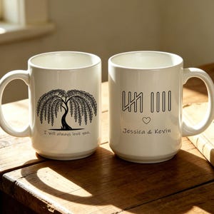Regalo de Willow Tree para el 9.º aniversario, taza personalizada para el 9.º aniversario, regalo para parejas, regalo de cerámica para aniversario, Willow Tree