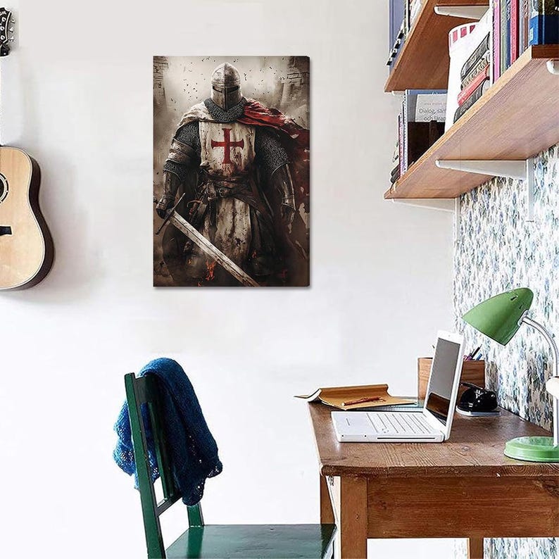 Templar Knight Canvas Print, Gothic Crusader Wall Art - Etsy
