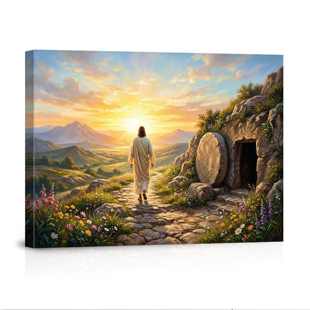 Jesus Christ Resurrection Canvas Print, Empty Tomb Wall Art, Christian ...