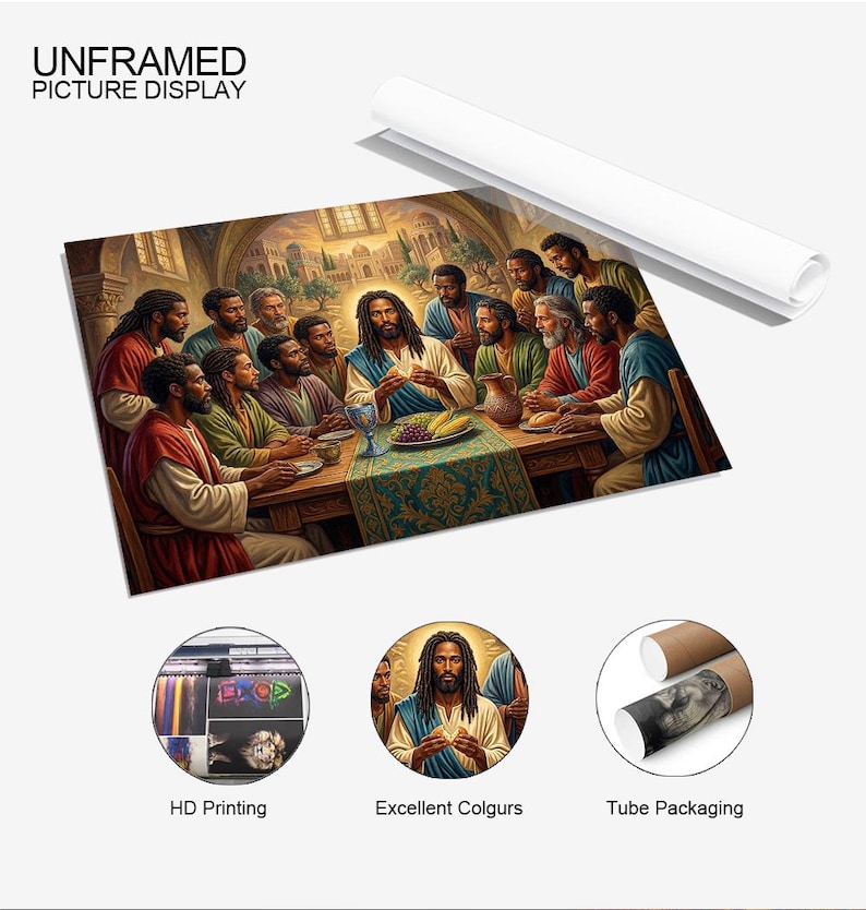 The Last Supper Black Jesus Canvas Wall Art - Christian Religious ...