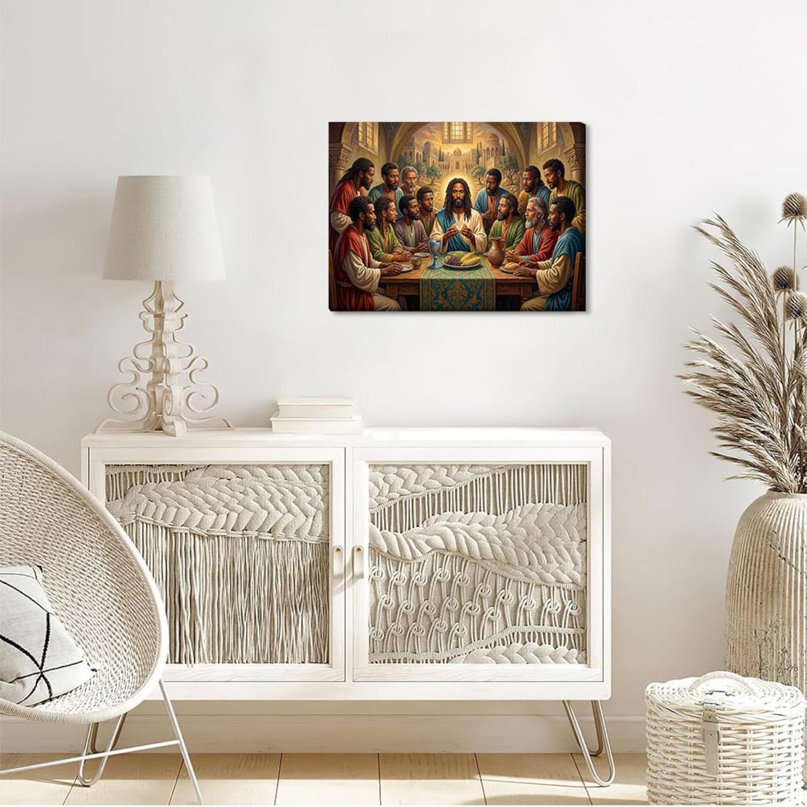 The Last Supper Black Jesus Canvas Wall Art - Christian Religious ...