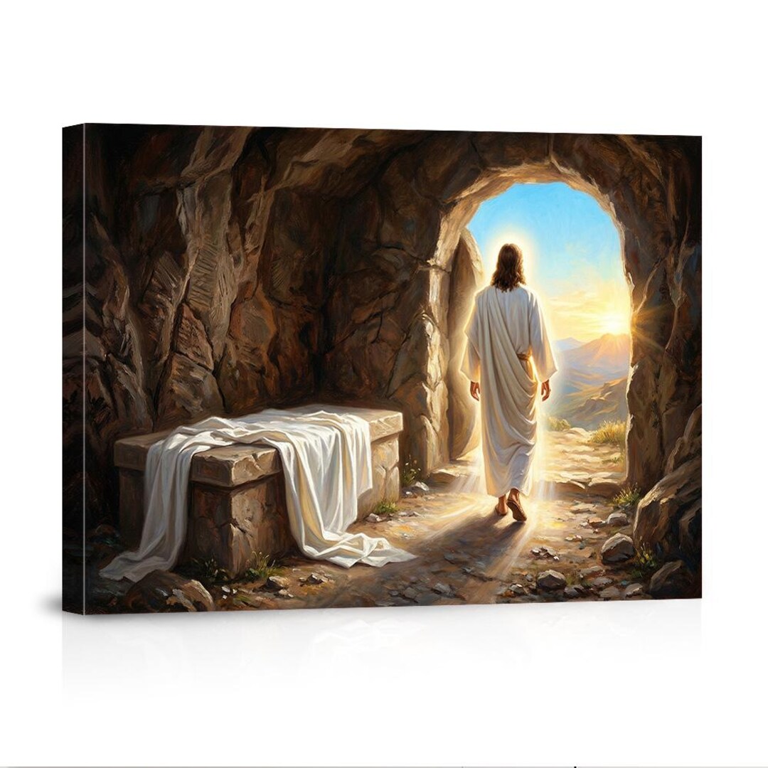 Empty Tomb Canvas Art, Jesus Resurrection Wall Decor, Easter Christian ...