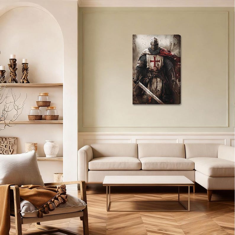 Templar Knight Canvas Print, Gothic Crusader Wall Art - Etsy